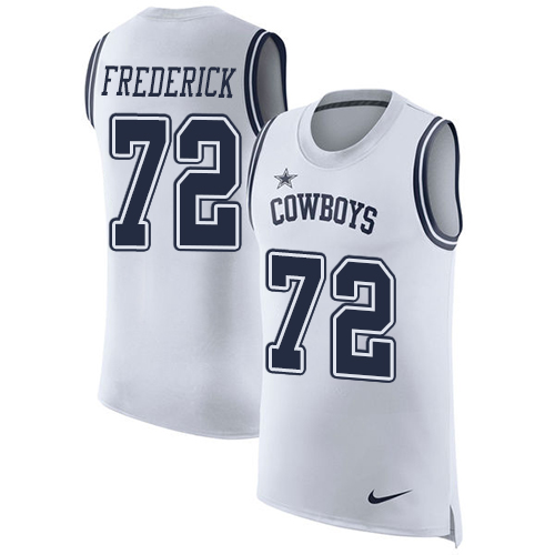 Nike Cowboys #72 Travis Frederick White Men's Stitched NFL Limited Rush Tank Top Jersey - Click Image to Close
